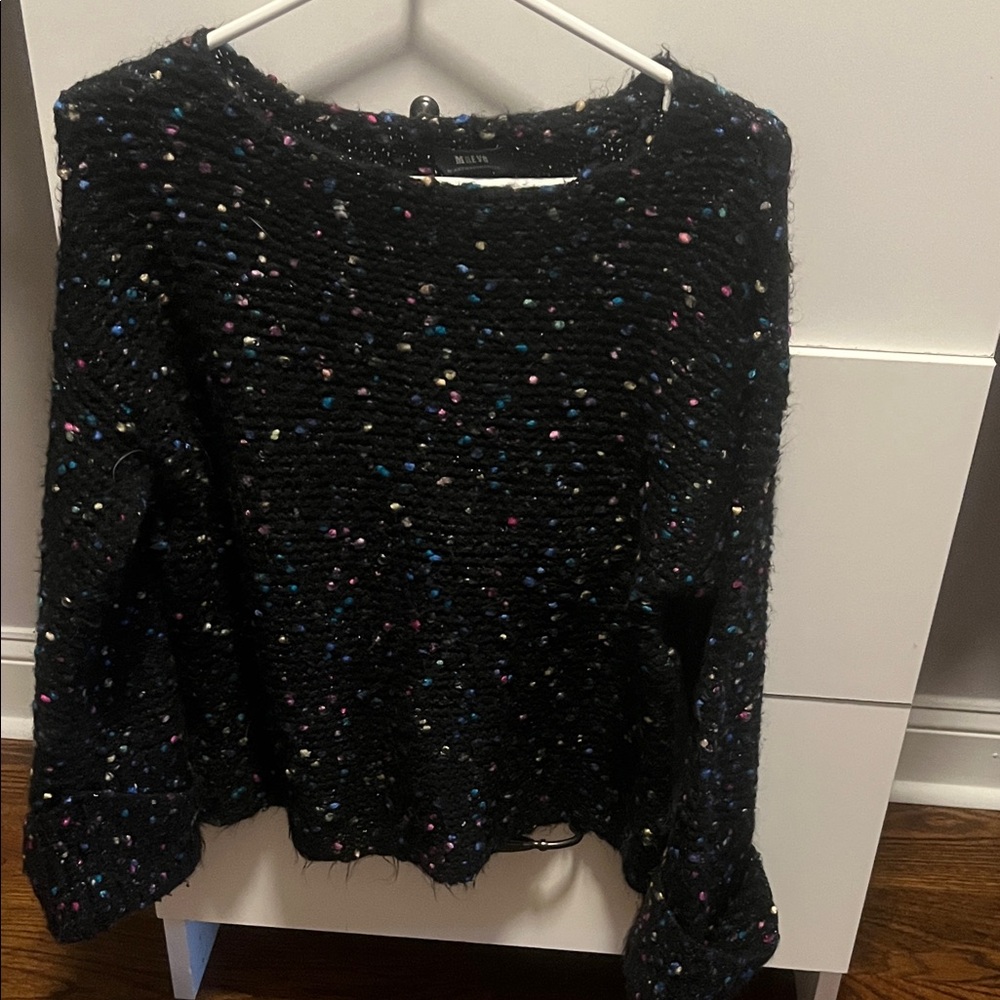 Maeve Black Sweater with Multicolor Accents
